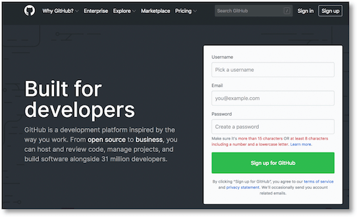 Sign-up for a Github account