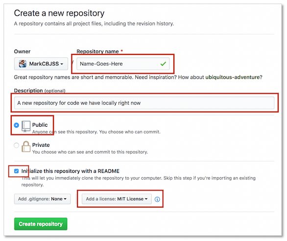 Set up new Respository details